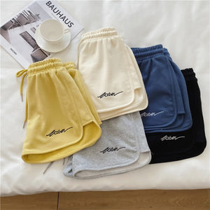 Cotton sports shorts women 2025 summer loose outer wear home pajamas high waist casual shorts - Negative Apparel
