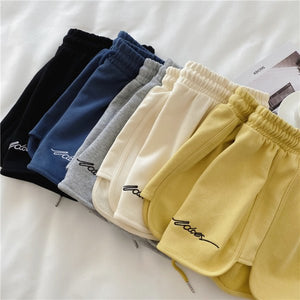Cotton sports shorts women 2025 summer loose outer wear home pajamas high waist casual shorts - Negative Apparel