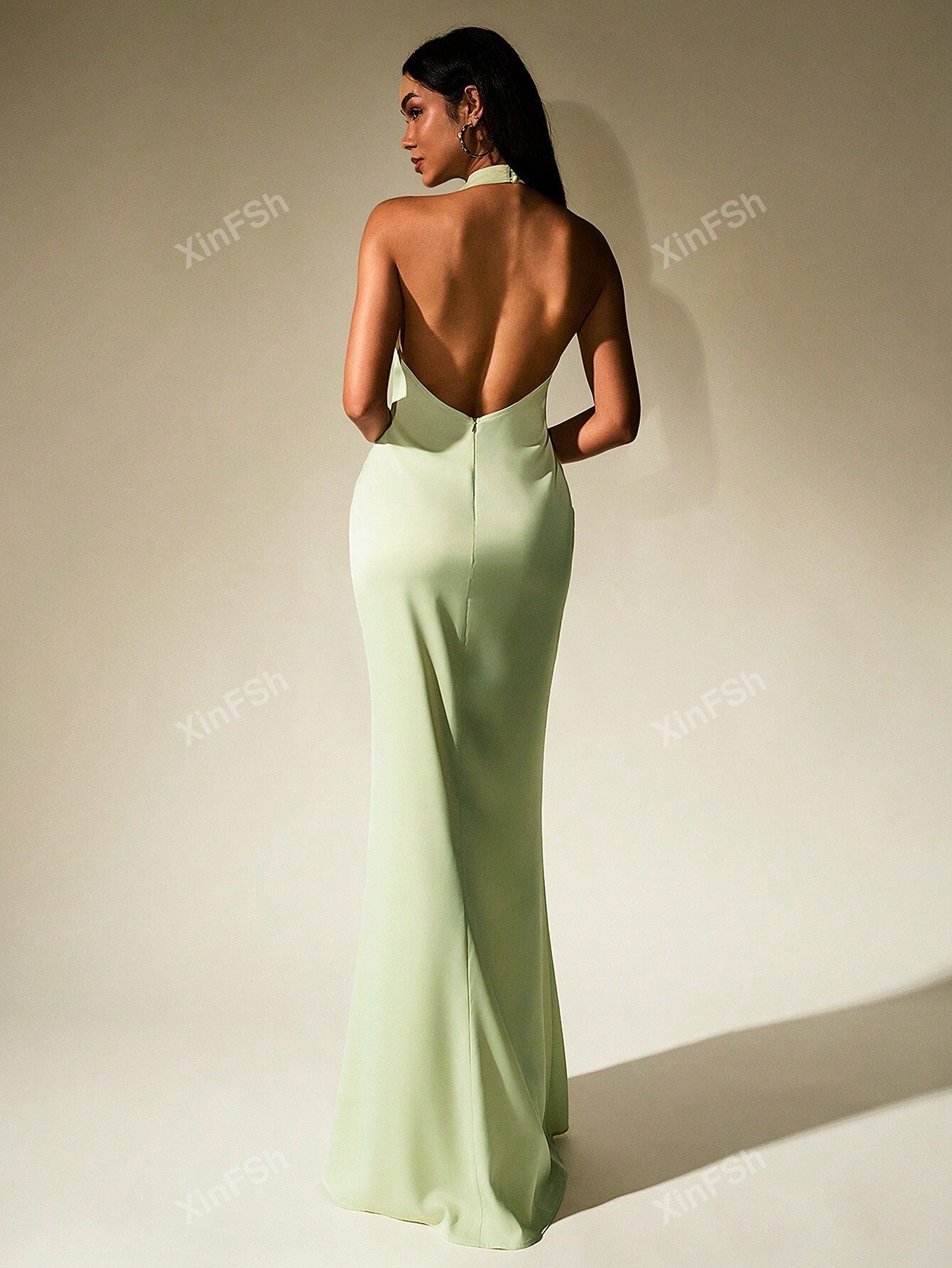 Cowl Neck Backless Bodycon Ruched Elegant Formal Evening Gowns - Negative Apparel