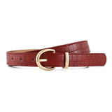 Croco - dile pattern retro large gold buckle fashionable ladies pin buckle belt versatile trend casual jeans belt - Negative Apparel