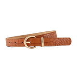 Croco - dile pattern retro large gold buckle fashionable ladies pin buckle belt versatile trend casual jeans belt - Negative Apparel