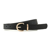 Croco - dile pattern retro large gold buckle fashionable ladies pin buckle belt versatile trend casual jeans belt - Negative Apparel