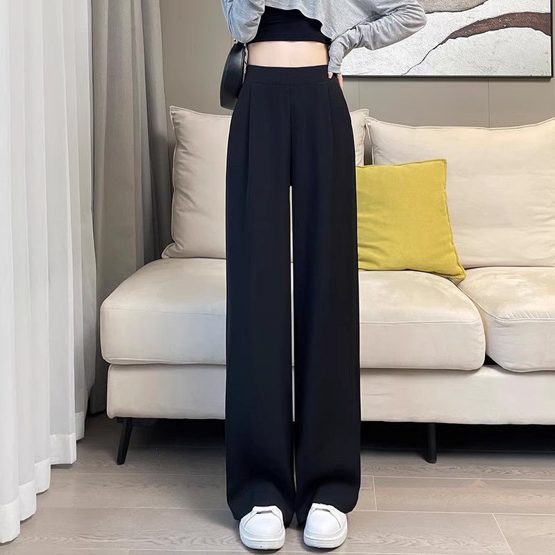 Cross - border 2024 suit pants women's spring and autumn high waist drape wide leg pants new summer casual narrow version straight women's pants - Alibaba - Negative Apparel