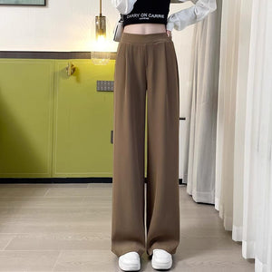 Cross - border 2024 suit pants women's spring and autumn high waist drape wide leg pants new summer casual narrow version straight women's pants - Alibaba - Negative Apparel