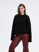 Cross - border European and American semi - turtleneck solid - color sweater women's 2025 autumn and winter new small short top knitted bottoming shirt - Negative Apparel