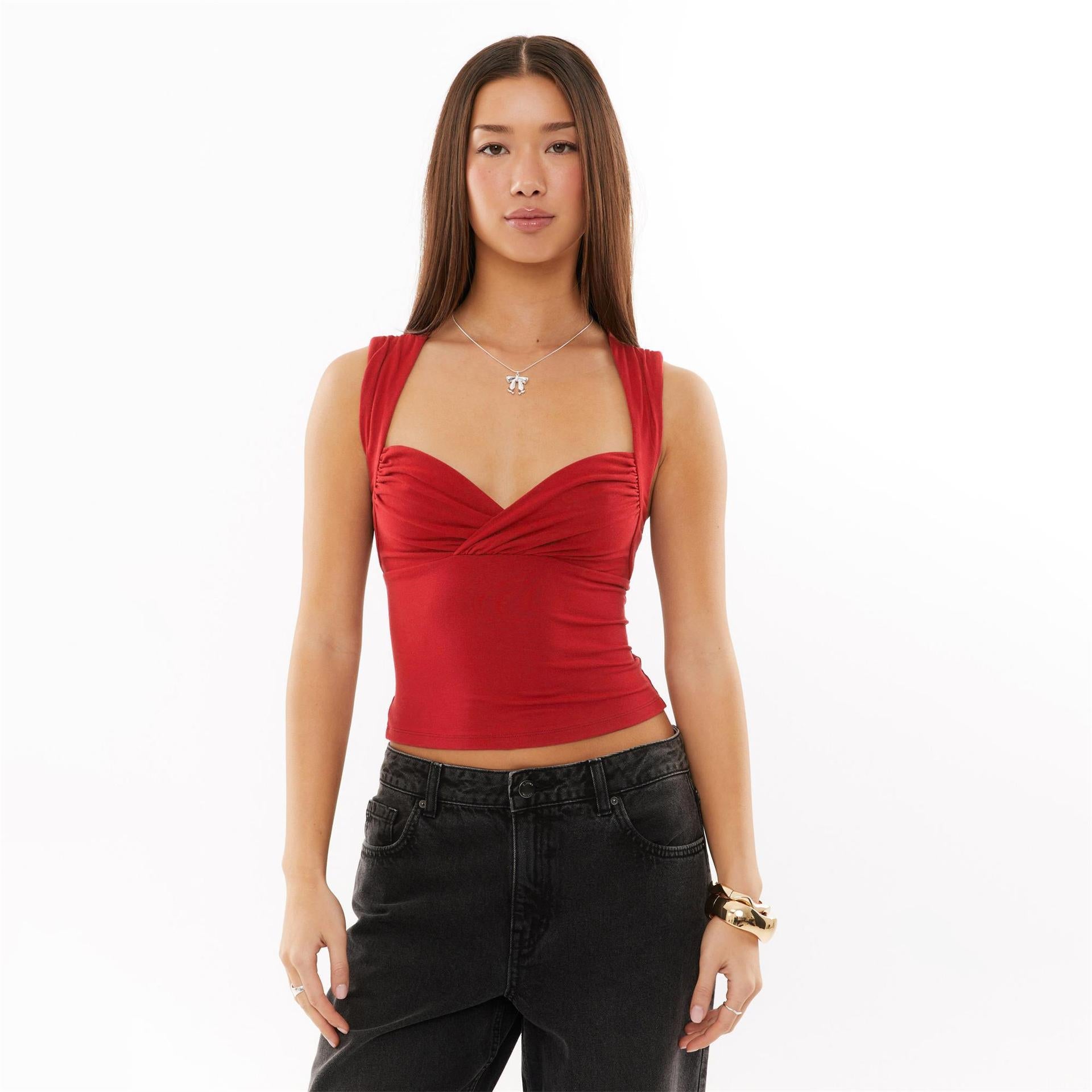 Cross pleated low neck backless sexy hot girl fashion vest women's 2025 new - Negative Apparel