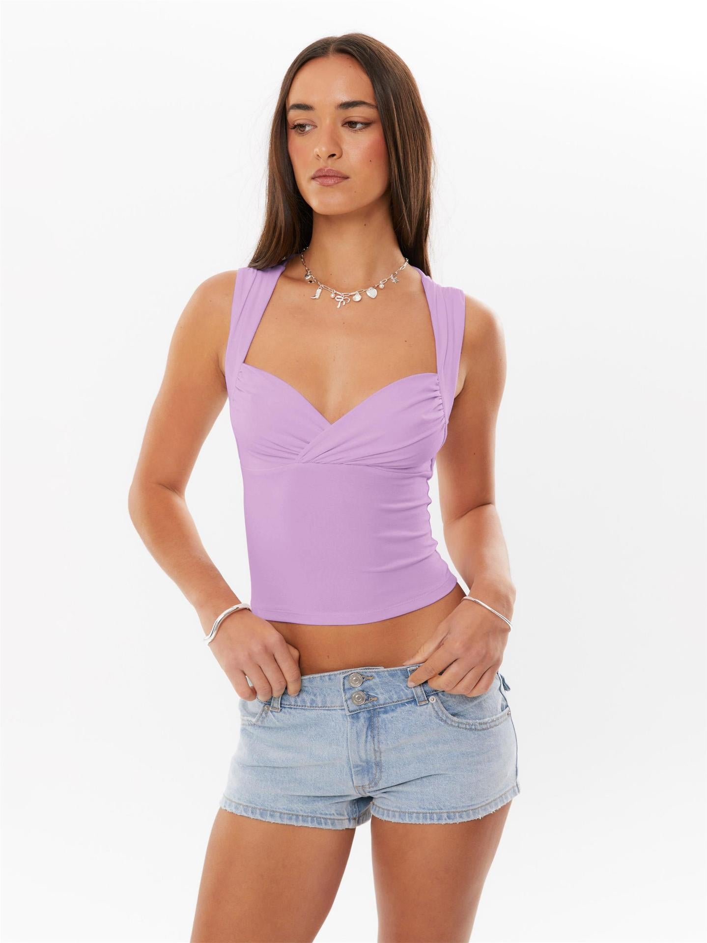 Cross pleated low neck backless sexy hot girl fashion vest women's 2025 new - Negative Apparel
