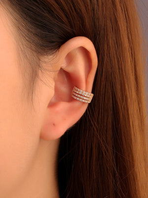 Cubic Zirconia Decor Ear Cuff - Negative Apparel