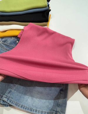 Curved bead U - neck irregular small suspender vest women's inner ice silk knitted bottoming shirt slim solid color top summer tide - Negative Apparel
