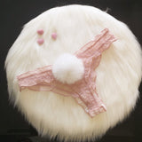 Cute Rabbit Fur Ball Underwear T - Pants T - Back thong Lace Comfortable panty - Negative Apparel