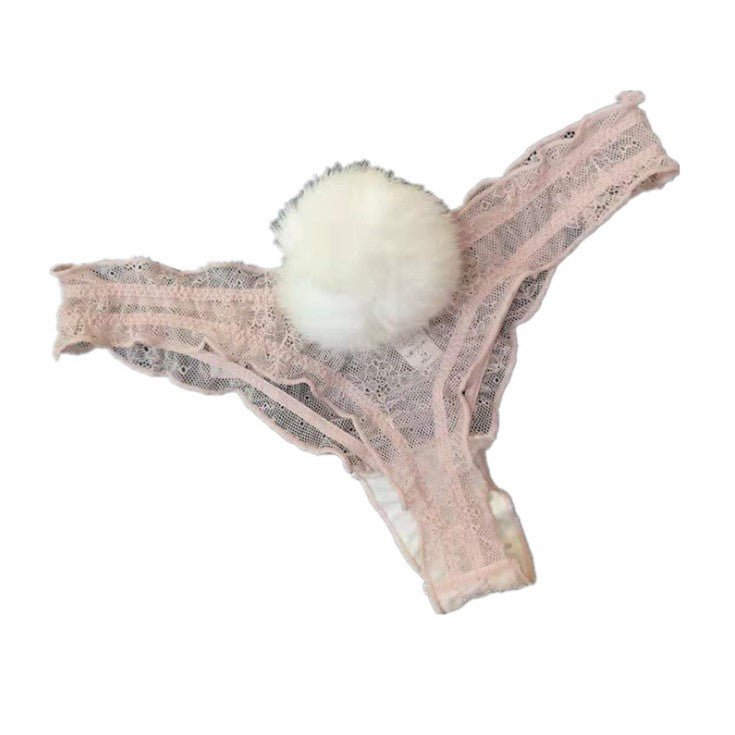 Cute Rabbit Fur Ball Underwear T - Pants T - Back thong Lace Comfortable panty - Negative Apparel