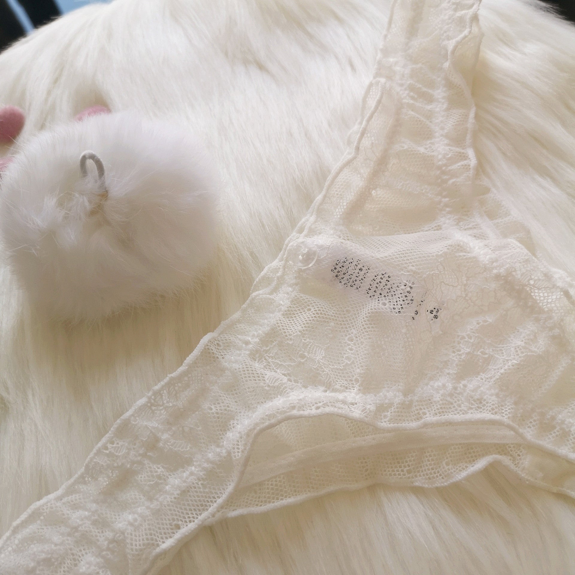 Cute Rabbit Fur Ball Underwear T - Pants T - Back thong Lace Comfortable panty - Negative Apparel