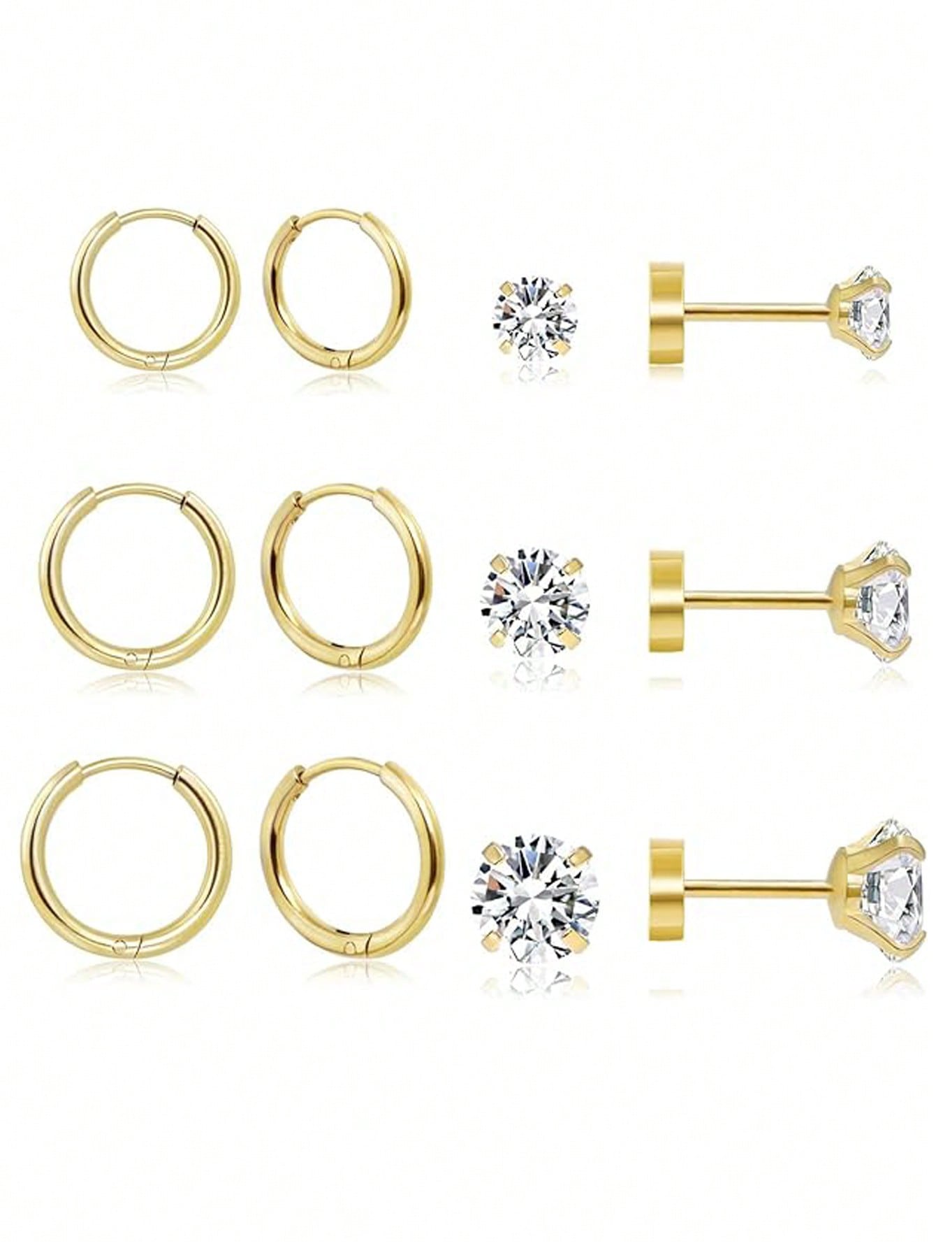 Dainty 6 Pairs Earrings Sets For Multiple Piercing - Negative Apparel