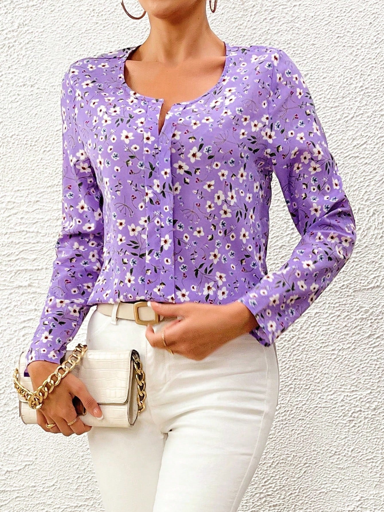 Ditsy Floral Print Blouse - Negative Apparel