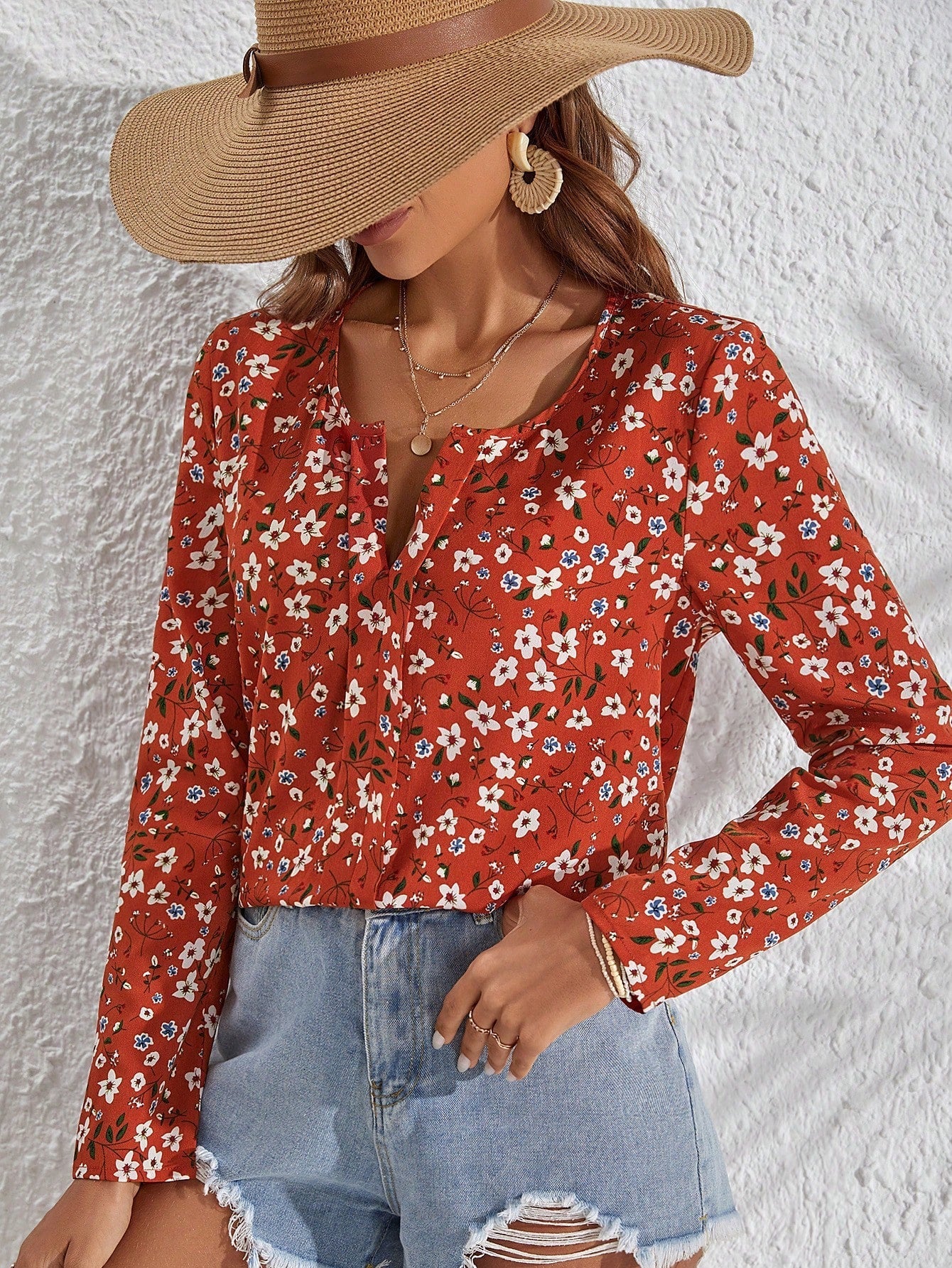 Ditsy Floral Print Blouse - Negative Apparel
