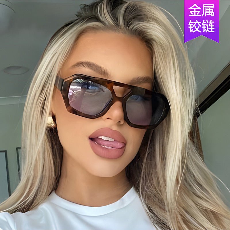 Double - beam irregular sunglasses 2025 new retro personality sunglasses - Negative Apparel