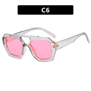 Double - beam irregular sunglasses 2025 new retro personality sunglasses - Negative Apparel