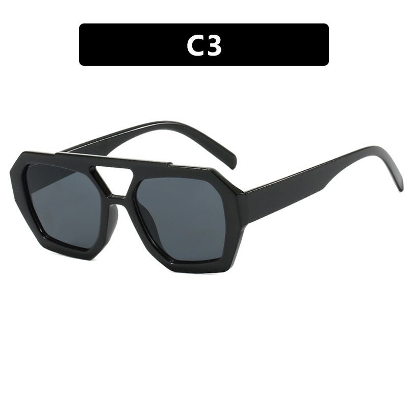 Double - beam irregular sunglasses 2025 new retro personality sunglasses - Negative Apparel