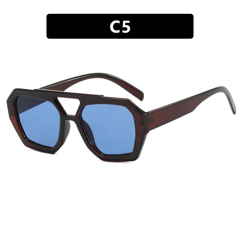 Double - beam irregular sunglasses 2025 new retro personality sunglasses - Negative Apparel