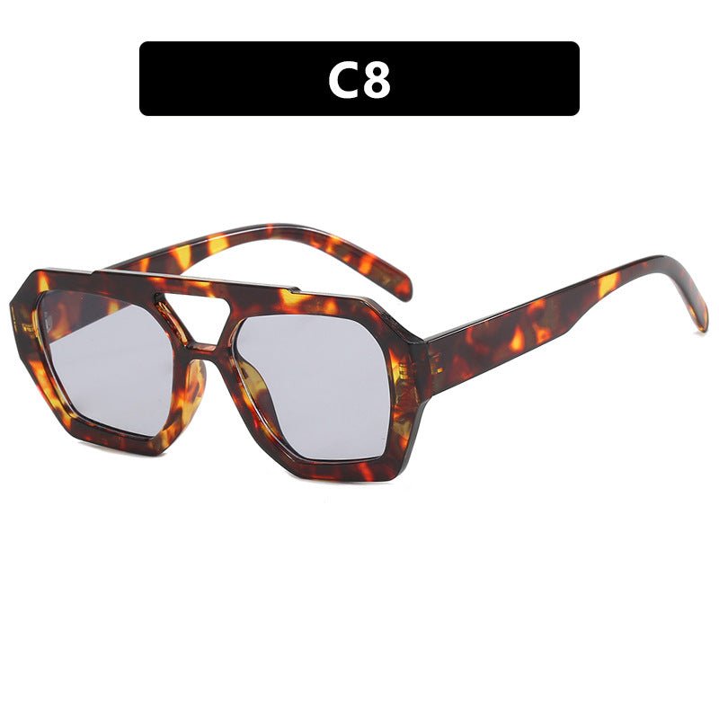 Double - beam irregular sunglasses 2025 new retro personality sunglasses - Negative Apparel