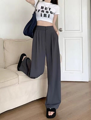 Double Button Wide Leg Pants - Negative Apparel