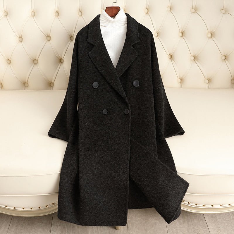 Double - sided wool coat women's medium and long 2025 autumn and winter new cocoon high - end woolen coat - Negative Apparel