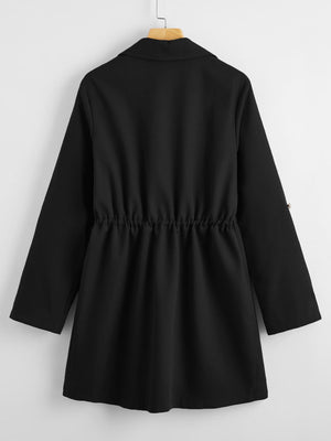 Drawstring Waist Button Up Coat - Negative Apparel