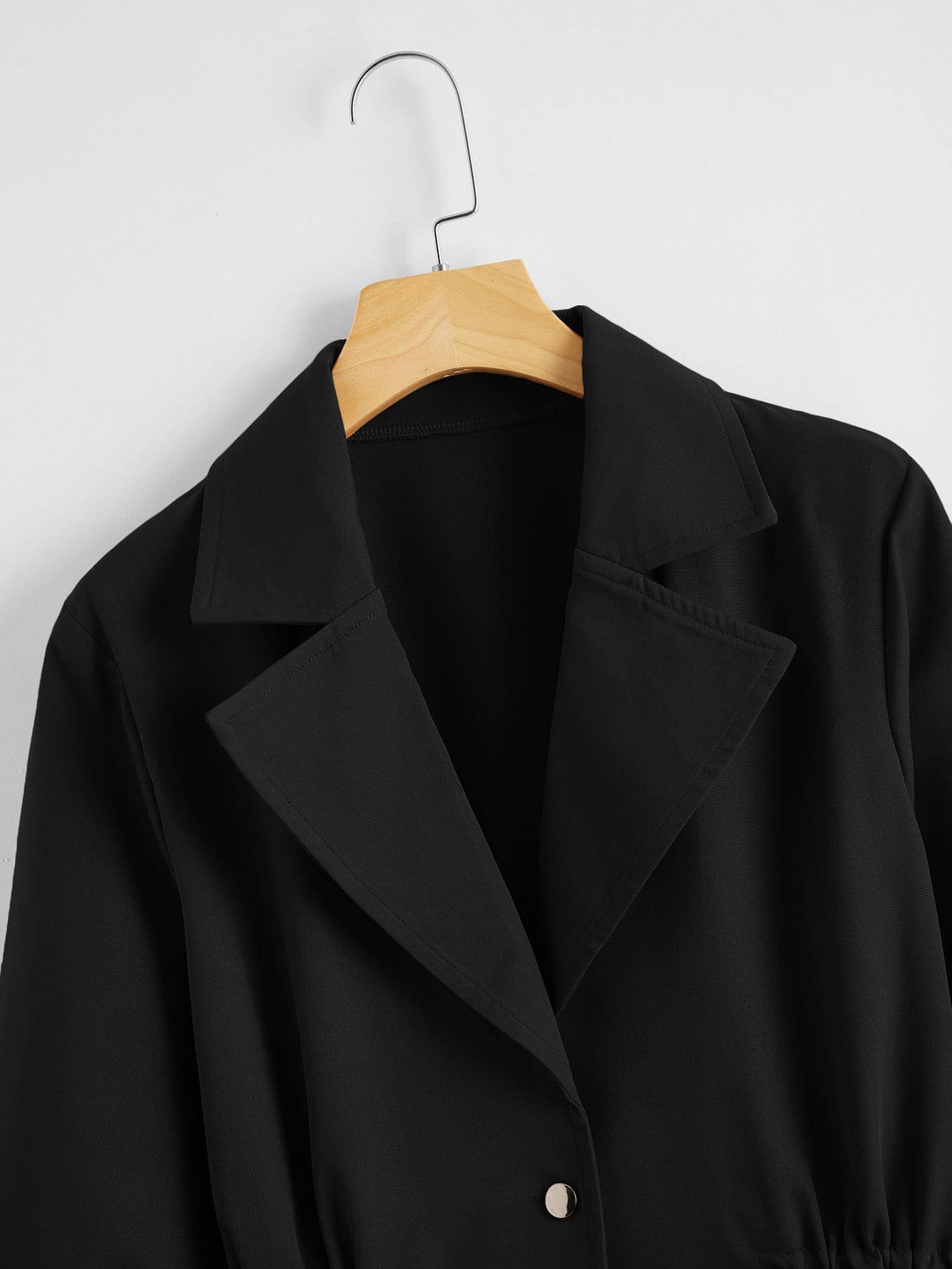 Drawstring Waist Button Up Coat - Negative Apparel