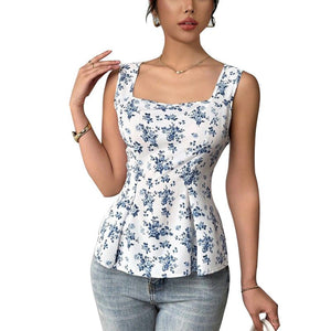eBay 2025 summer an and n holiday style floral small vest suspender top lace - up women - Negative Apparel