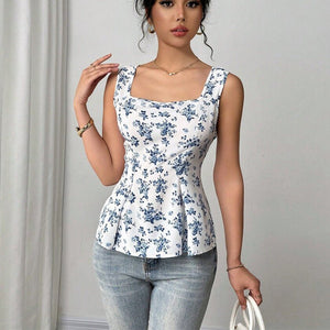 eBay 2025 summer an and n holiday style floral small vest suspender top lace - up women - Negative Apparel
