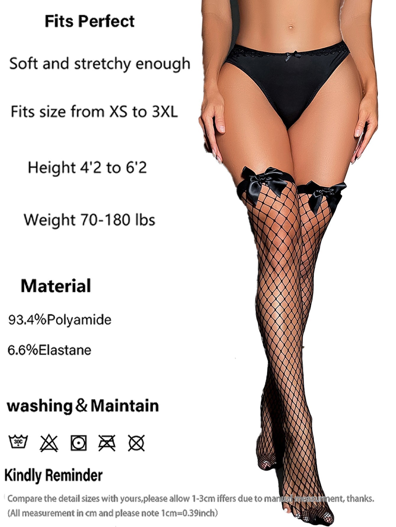 Elastic bow stockings black silk long tube fishnet solid color middle tube stockings thigh socks - Negative Apparel