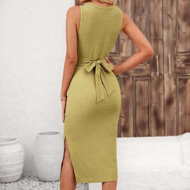 Elastic tight twisted tie bow sleeveless dress summer - Negative Apparel