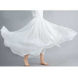 Elastic waist linen A - shaped skirt, long solid color skirt - Negative Apparel