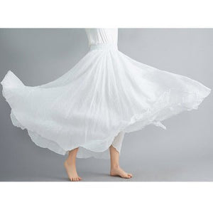 Elastic waist linen A - shaped skirt, long solid color skirt - Negative Apparel