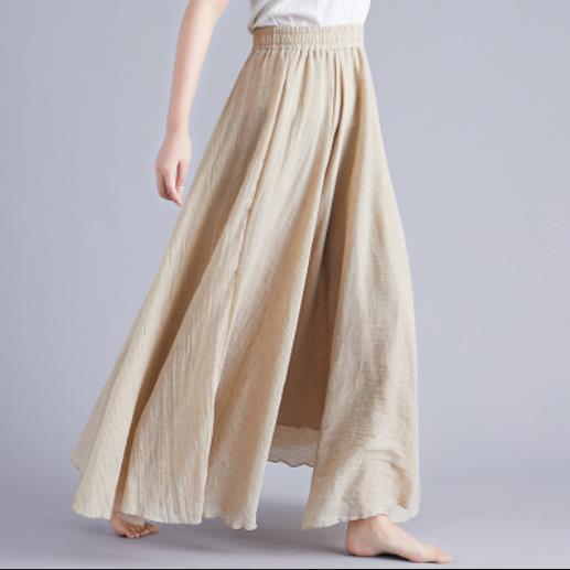 Elastic waist linen A - shaped skirt, long solid color skirt - Negative Apparel