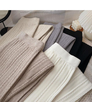 Elastic waist twisted knitted woolen trousers for women - Negative Apparel