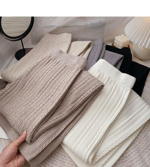 Elastic waist twisted knitted woolen trousers for women - Negative Apparel