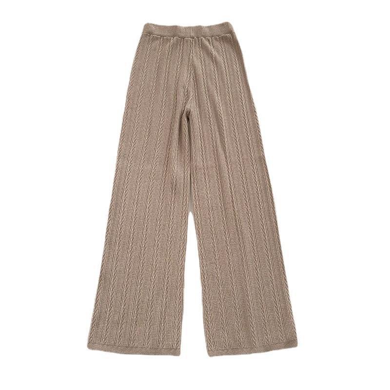 Elastic waist twisted knitted woolen trousers for women - Negative Apparel