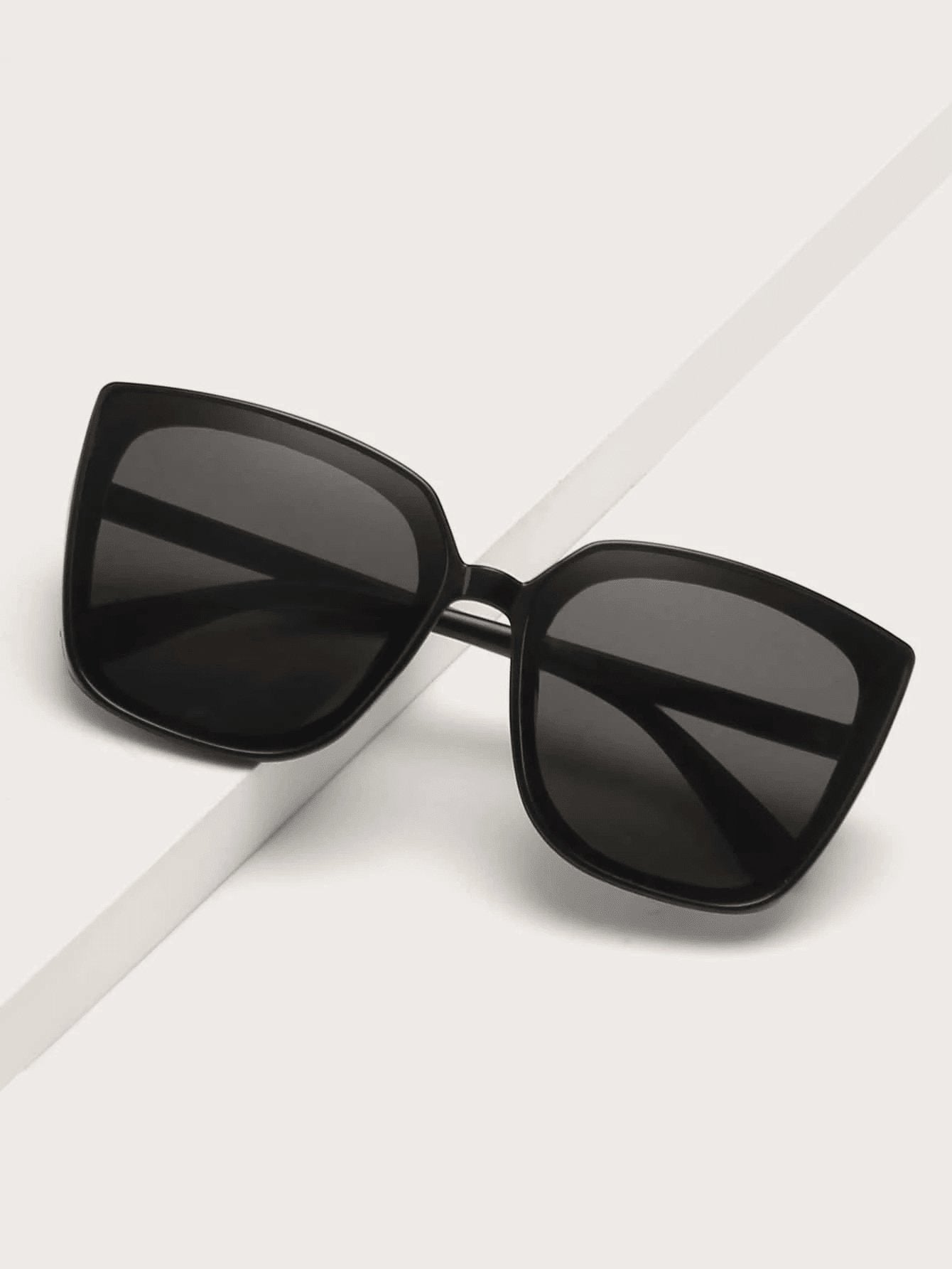 Elegant 1pc Vintage Oversized Sunglasses Women's Stylish Sun Protection Square Frame Sunglasses For Big Face Shades Beach Accessories - Negative Apparel