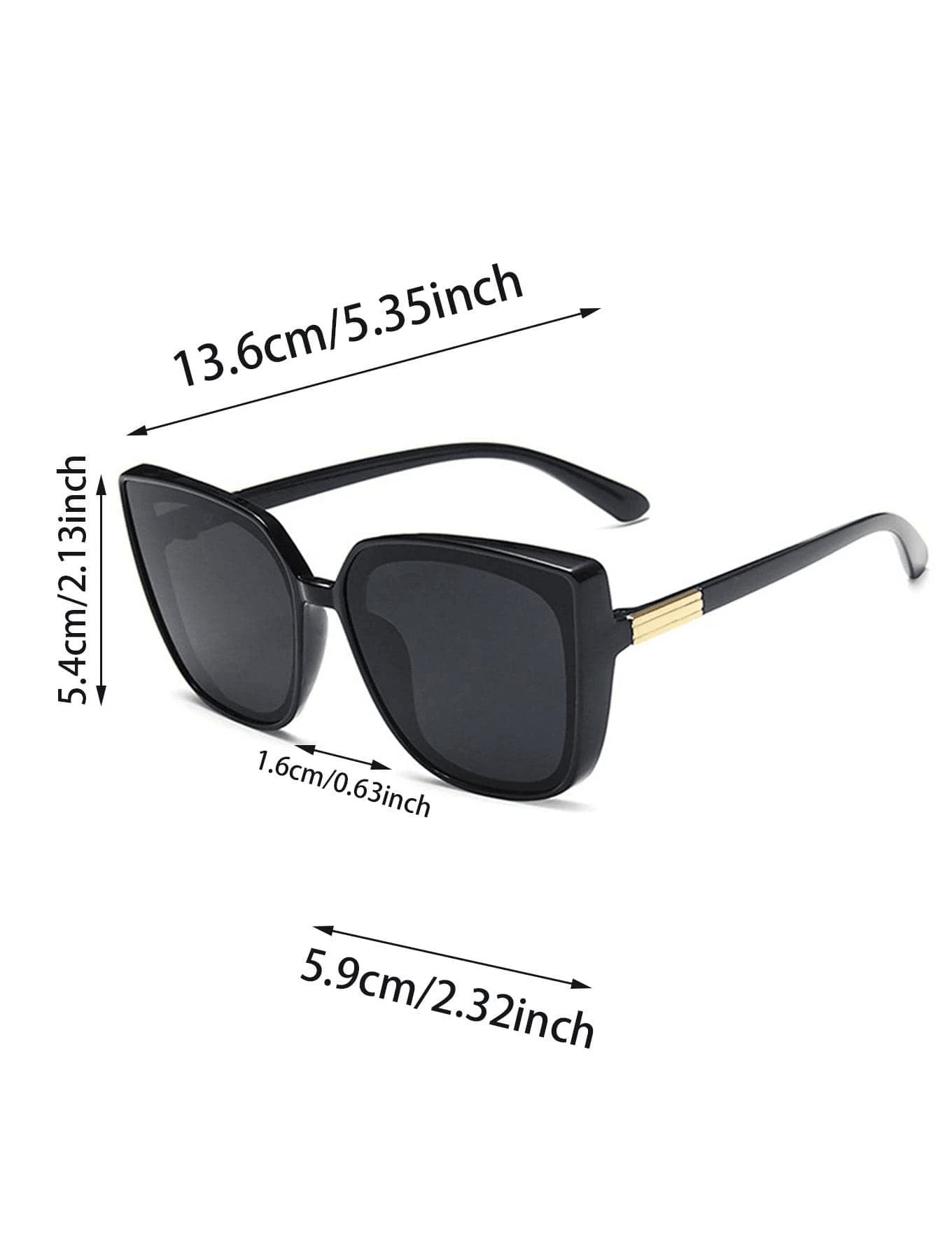 Elegant 1pc Vintage Oversized Sunglasses Women's Stylish Sun Protection Square Frame Sunglasses For Big Face Shades Beach Accessories - Negative Apparel