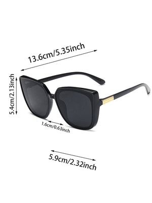 Elegant 1pc Vintage Oversized Sunglasses Women's Stylish Sun Protection Square Frame Sunglasses For Big Face Shades Beach Accessories - Negative Apparel