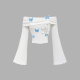 Elegant German Velvet Drawstring Horn - Sleeve Crop Top – Spring 2025 - Negative Apparel