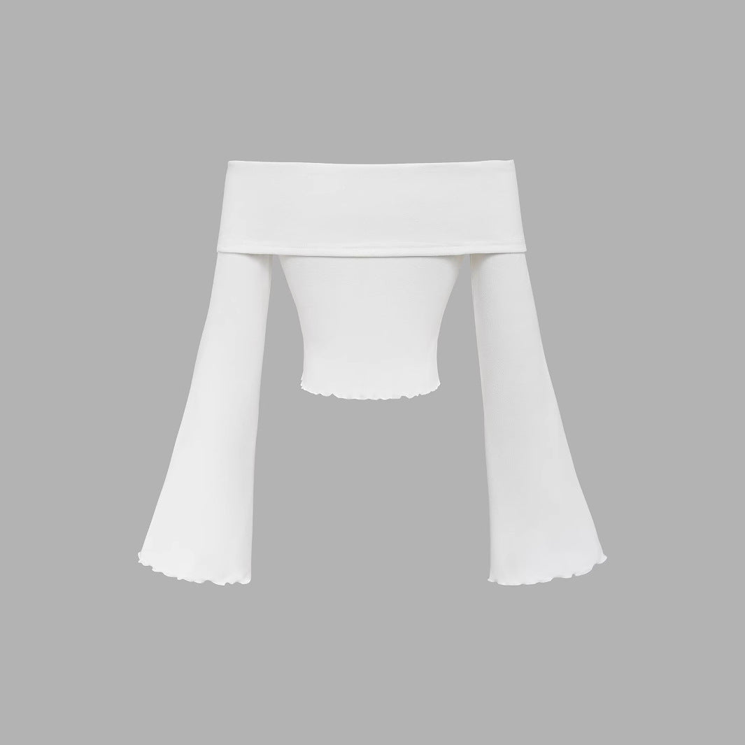 Elegant German Velvet Drawstring Horn - Sleeve Crop Top – Spring 2025 - Negative Apparel