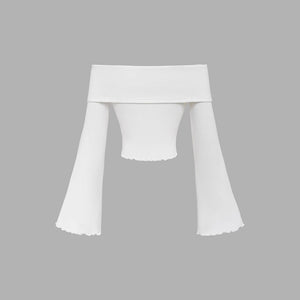 Elegant German Velvet Drawstring Horn - Sleeve Crop Top – Spring 2025 - Negative Apparel