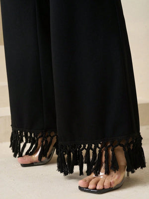 Elegant High Waist Pleated Wide Leg Pants,Plus Size - Negative Apparel