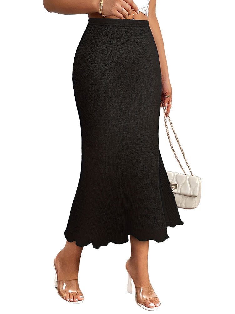 Elegant knitted jacquard elastic hip fishtail skirt half - length skirt - Negative Apparel