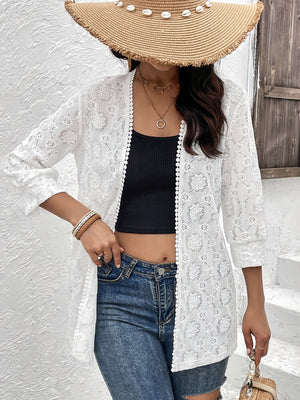 Elegant lace spliced lace cardigan with women's jacket top and women's clothing - Negative Apparel