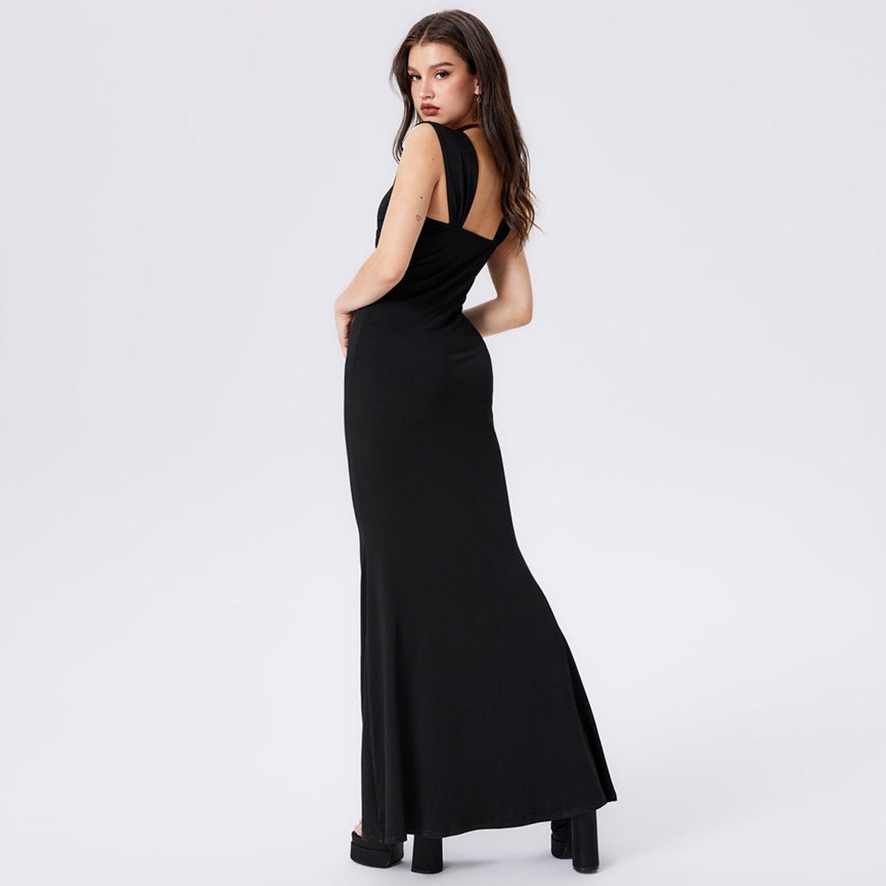 Elegant Solid Color Celebrity - Style Long Dress - Negative Apparel