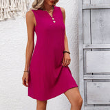 Elegant style V - neck sleeveless vest dress pleated slim A - line skirt summer - Negative Apparel