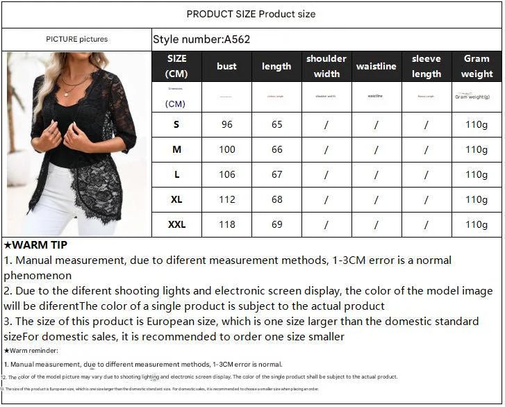 Elegant women's cardigan placket splicing fashion lace lace jacket top - Negative Apparel